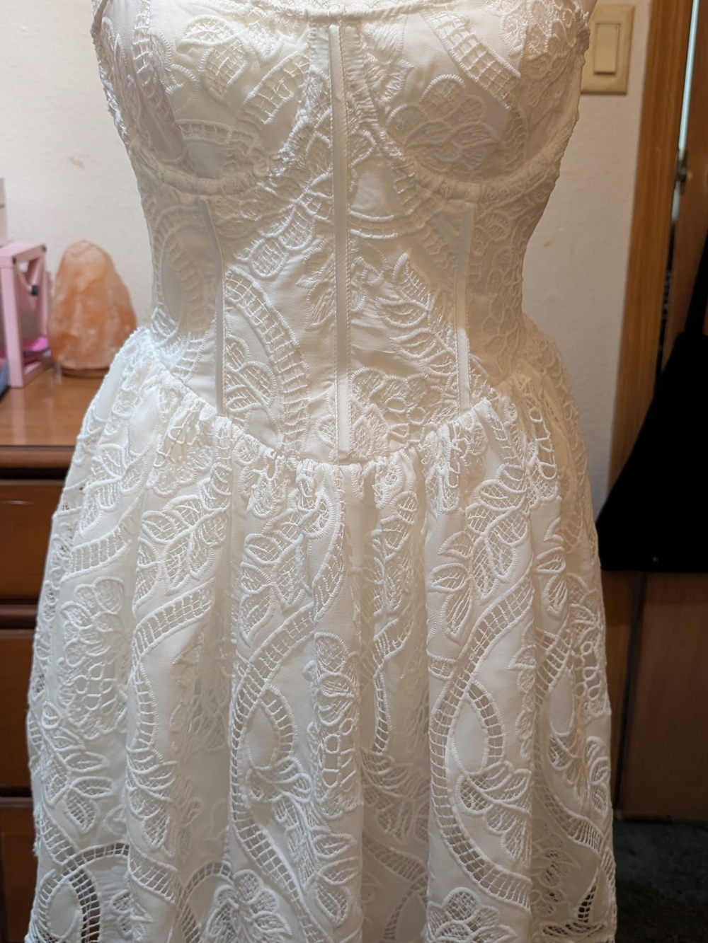 Savoree - Strapless White Lace Corset Dress - Women Dresses